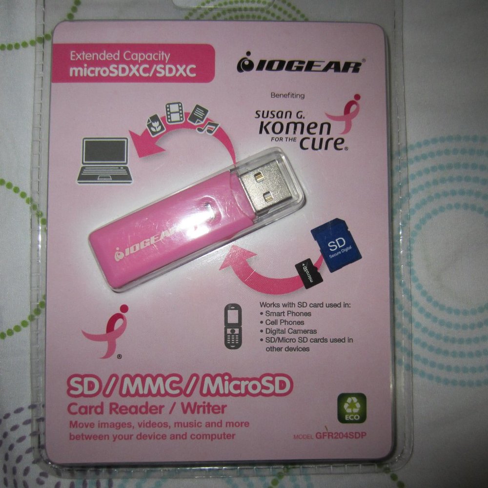 IOGEAR SUSAN G. KOMEN FOR THE CURE EXTENDED CAPACITY MICROSDXC/SDXC